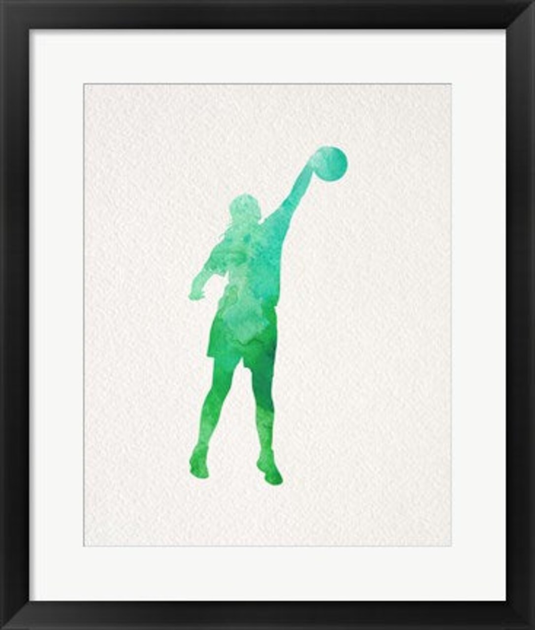 Framed Art Basketball Girl Watercolor Silhouette Part I by Sports Mania Wall Decor 18x24 Artwork